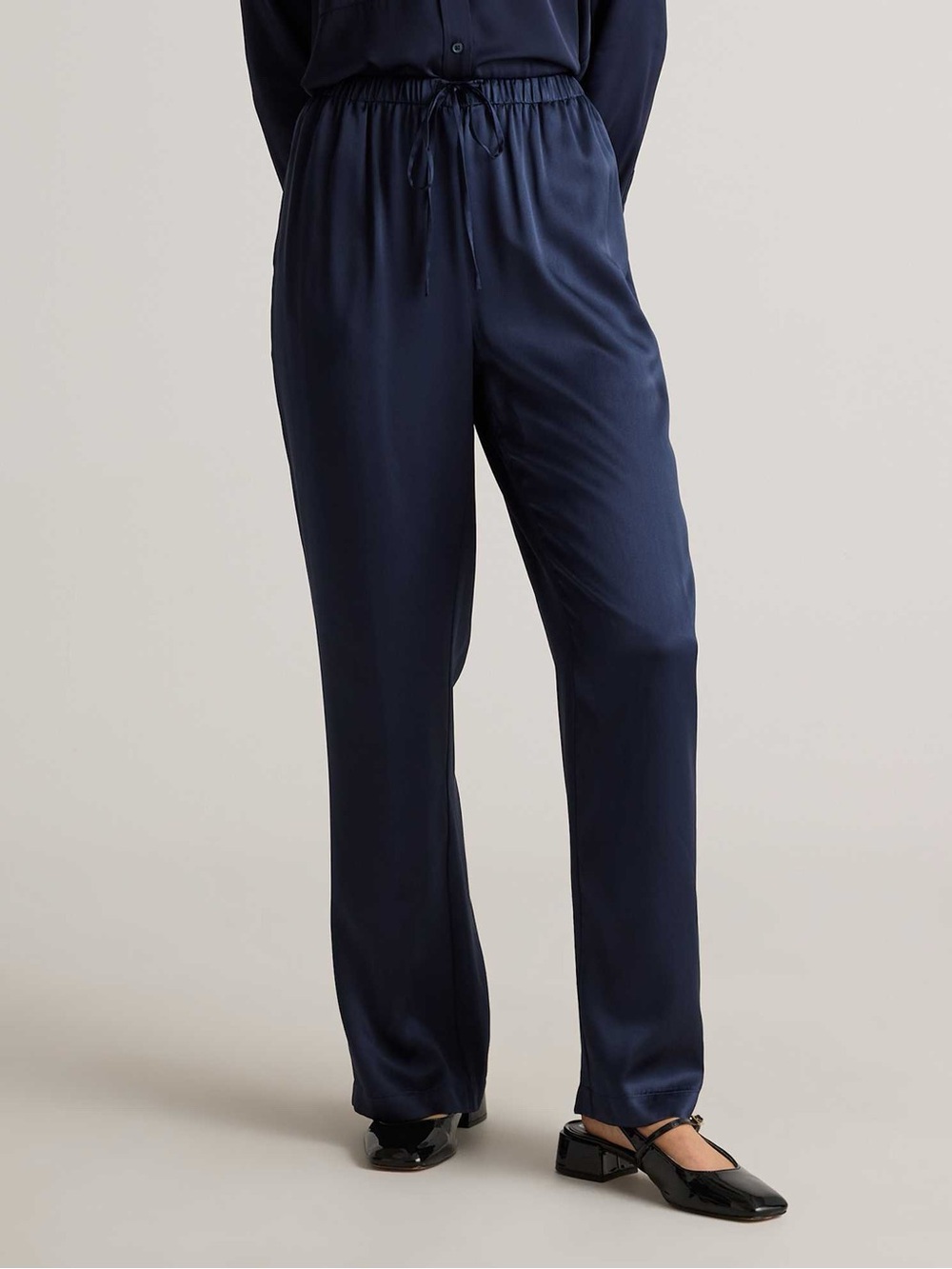 Quince navy silk pants